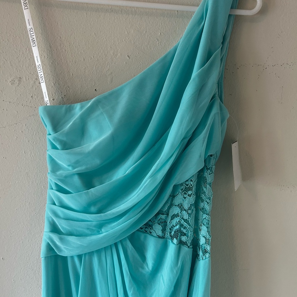 Elegant One-Shoulder Turquoise Dress